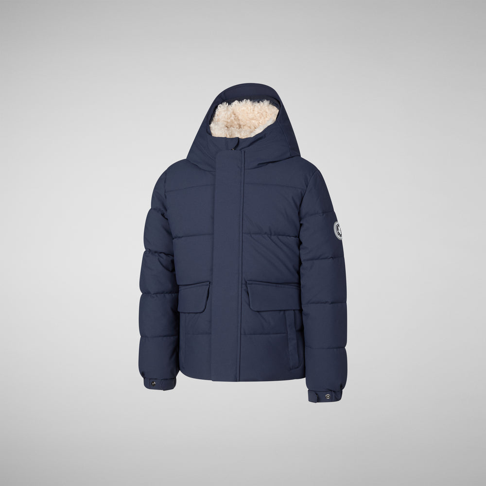 Save the duck PARKA CON CAPPUCCIO BAMBINO KLAUS NAVY BLU Prezzo Ridotto