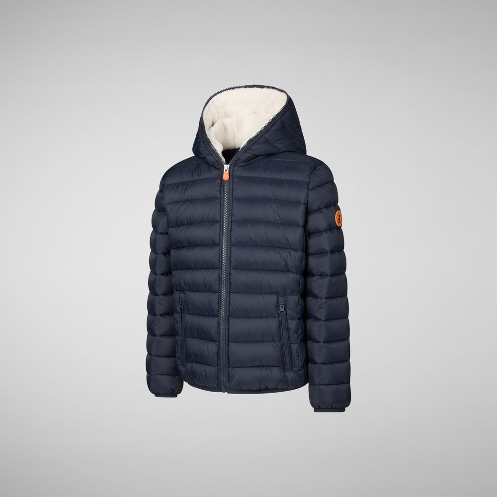 Save the duck PIUMINO ANIMAL FREE BAMBINO BLU FINNEGAN BLU NERO Sottocosto