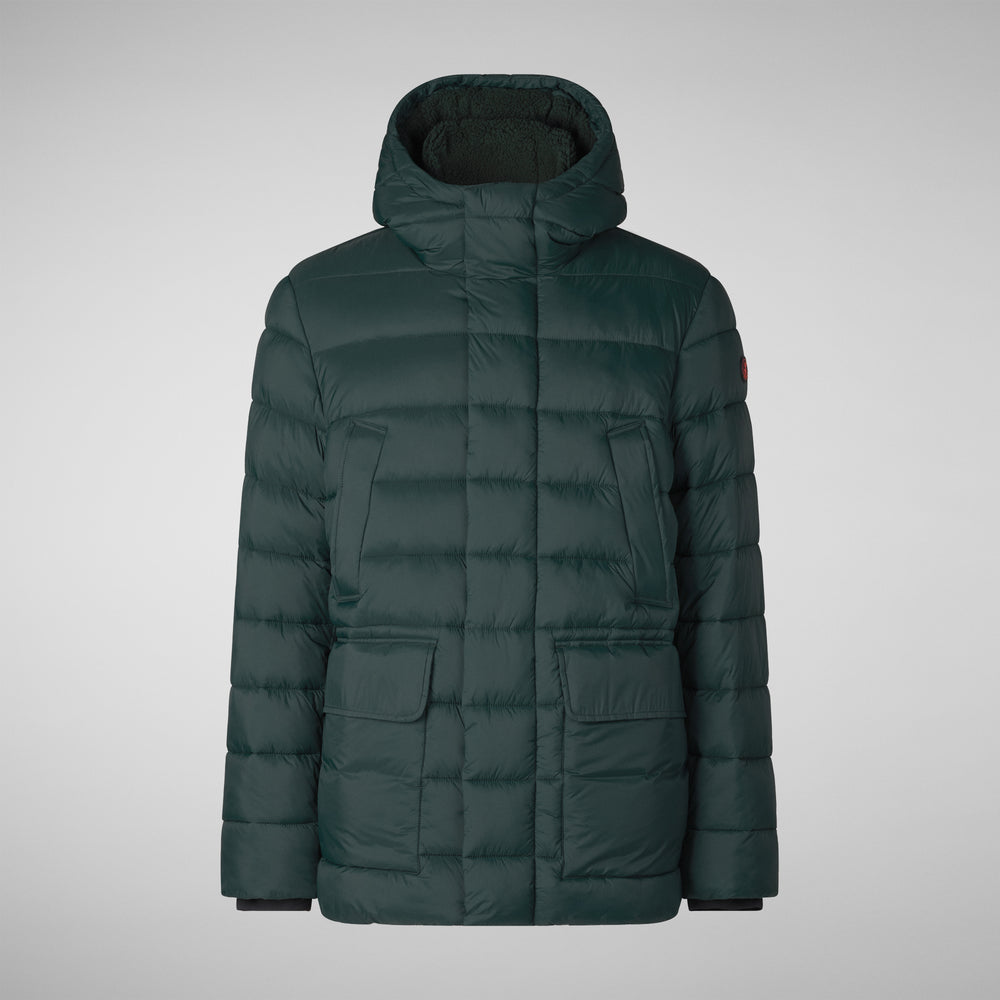 Save the duck PIUMINO ANIMAL FREE CON CAPPUCCIO UOMO LYLE VERDE NERO Sconto