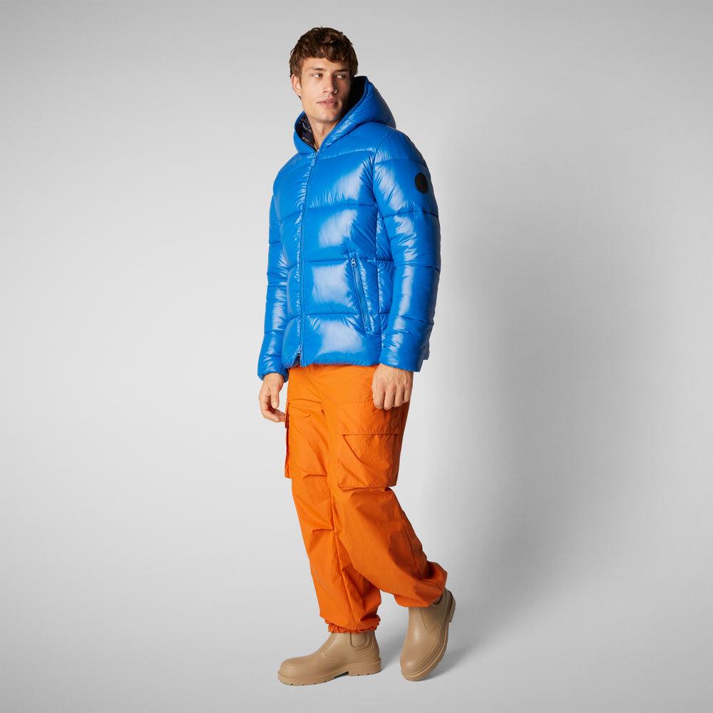 Save the duck PIUMINO ANIMAL FREE CON CAPPUCCIO UOMO EDGARD BLU MIRTILLO Vendita Economica