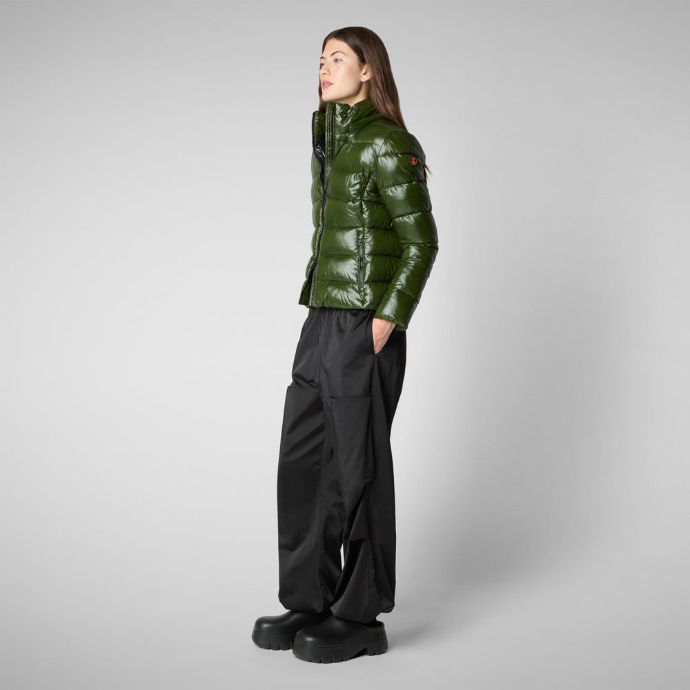 Save the duck PIUMINO ANIMAL FREE CON CAPPUCCIO DONNA COSMARY VERDE BOSCO Nuova