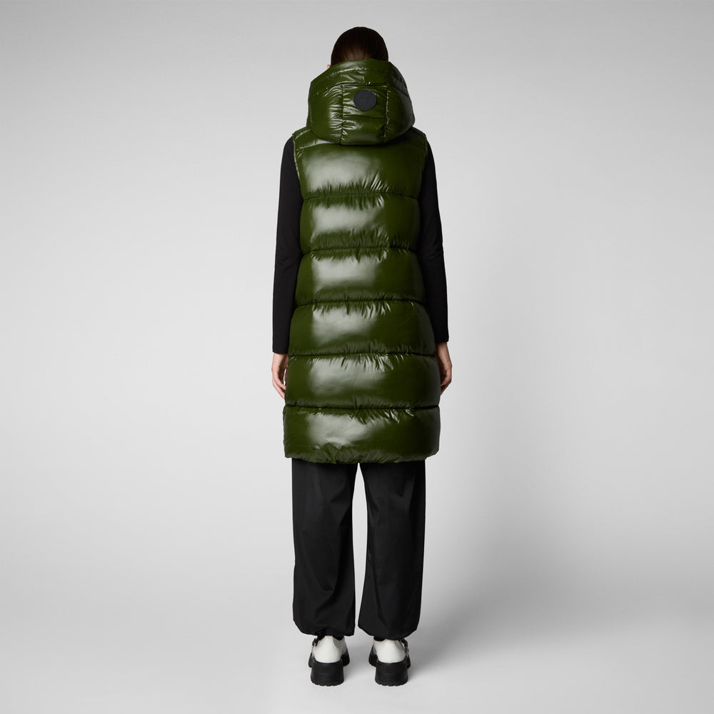 Save the duck GILET CON CAPPUCCIO DONNA IRIA VERDE BOSCO 2025