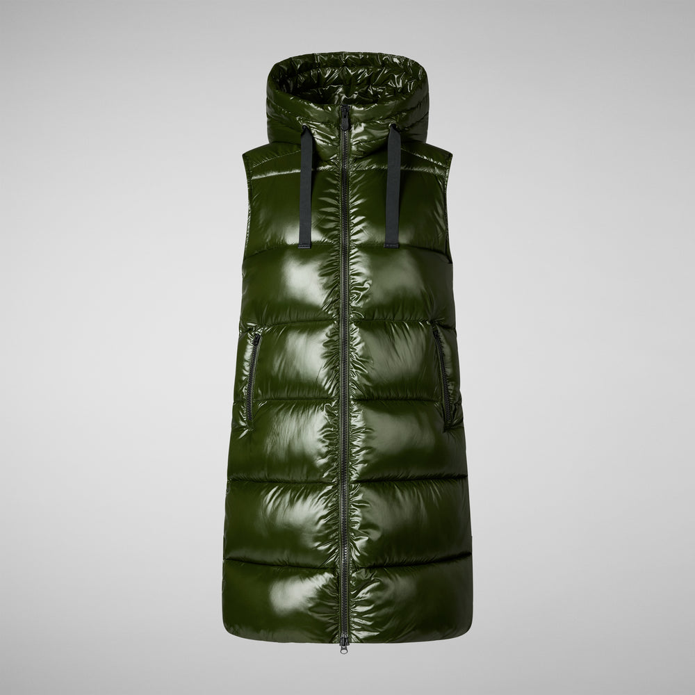Save the duck GILET CON CAPPUCCIO DONNA IRIA VERDE BOSCO 2025