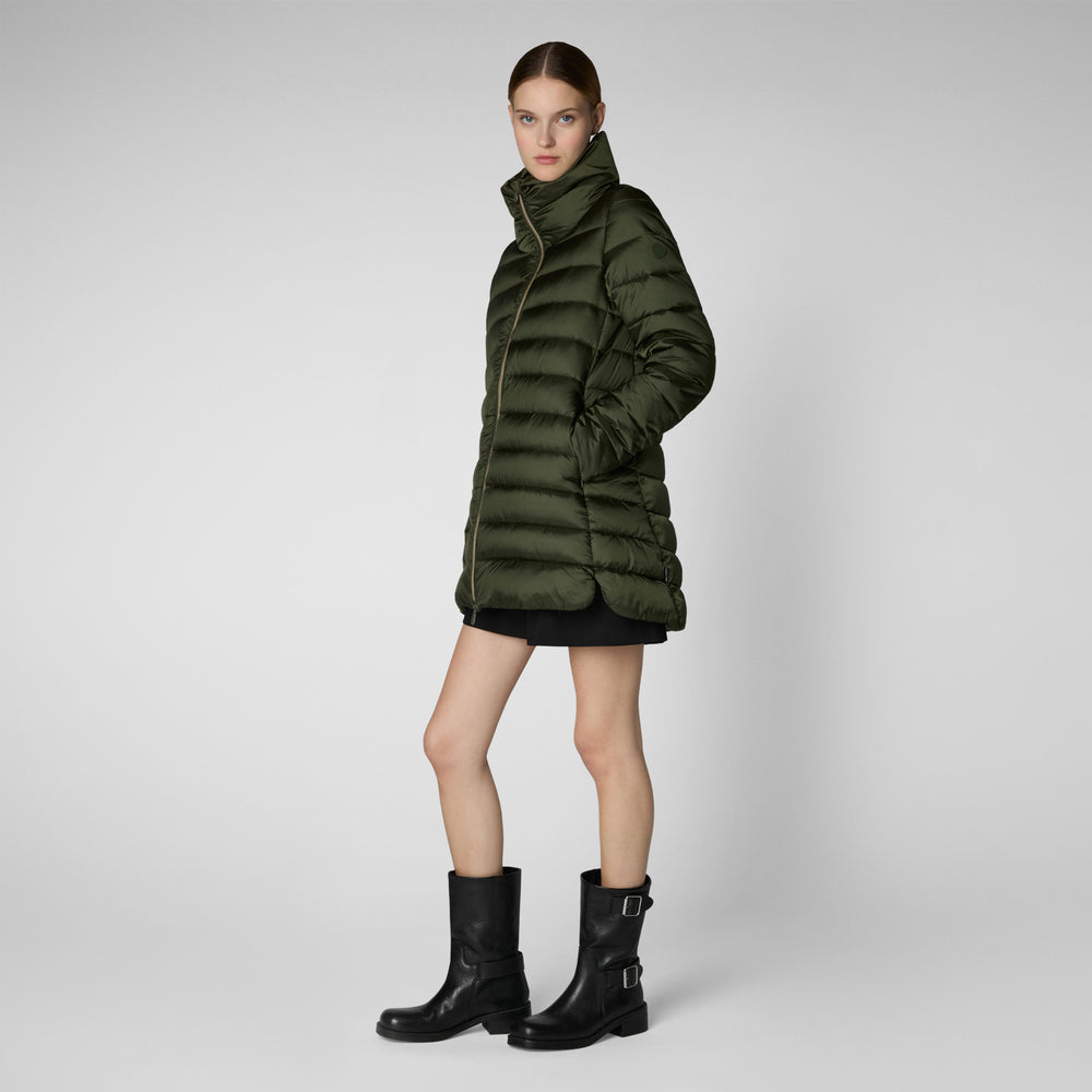 Save the duck PIUMINO ANIMAL FREE DONNA LYDIA PINE GREEN Nuovo
