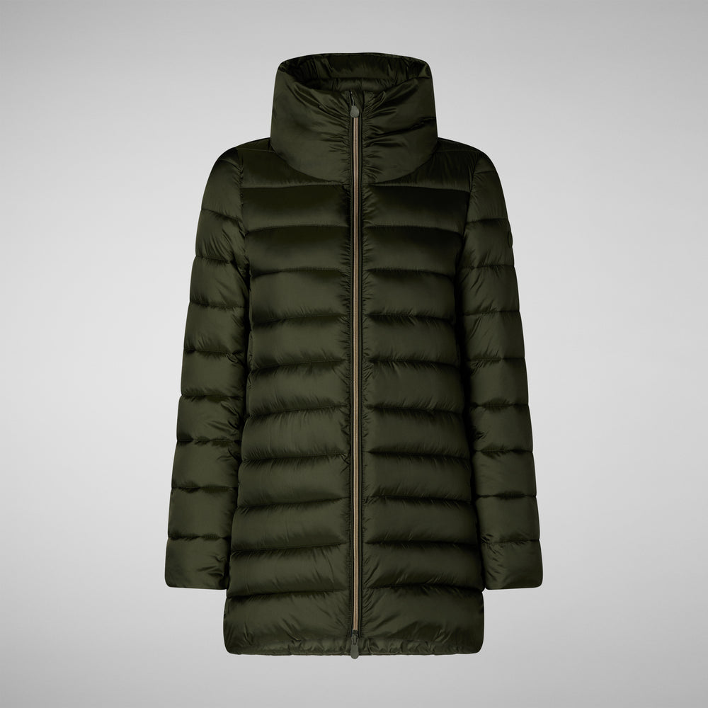 Save the duck PIUMINO ANIMAL FREE DONNA LYDIA PINE GREEN Nuovo
