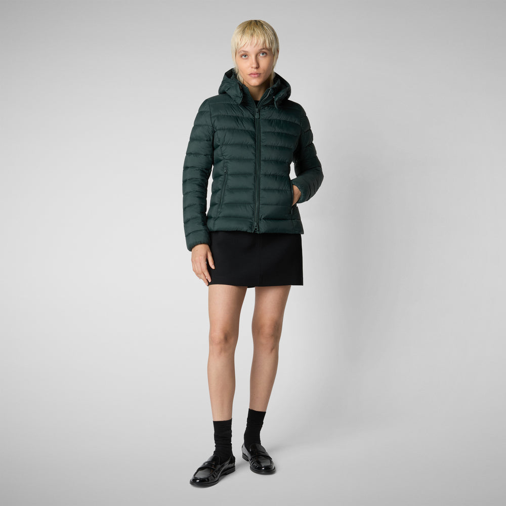 Save the duck PIUMINO ANIMAL FREE CON CAPPUCCIO DONNA AMELIE VERDE NERO