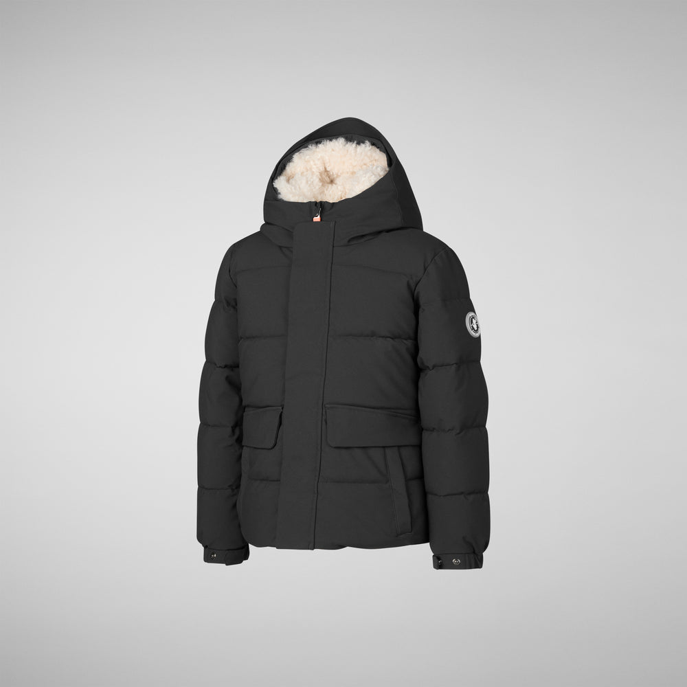 Save the duck PARKA CON CAPPUCCIO BAMBINO KLAUS NERO Soddisfazione Garantita