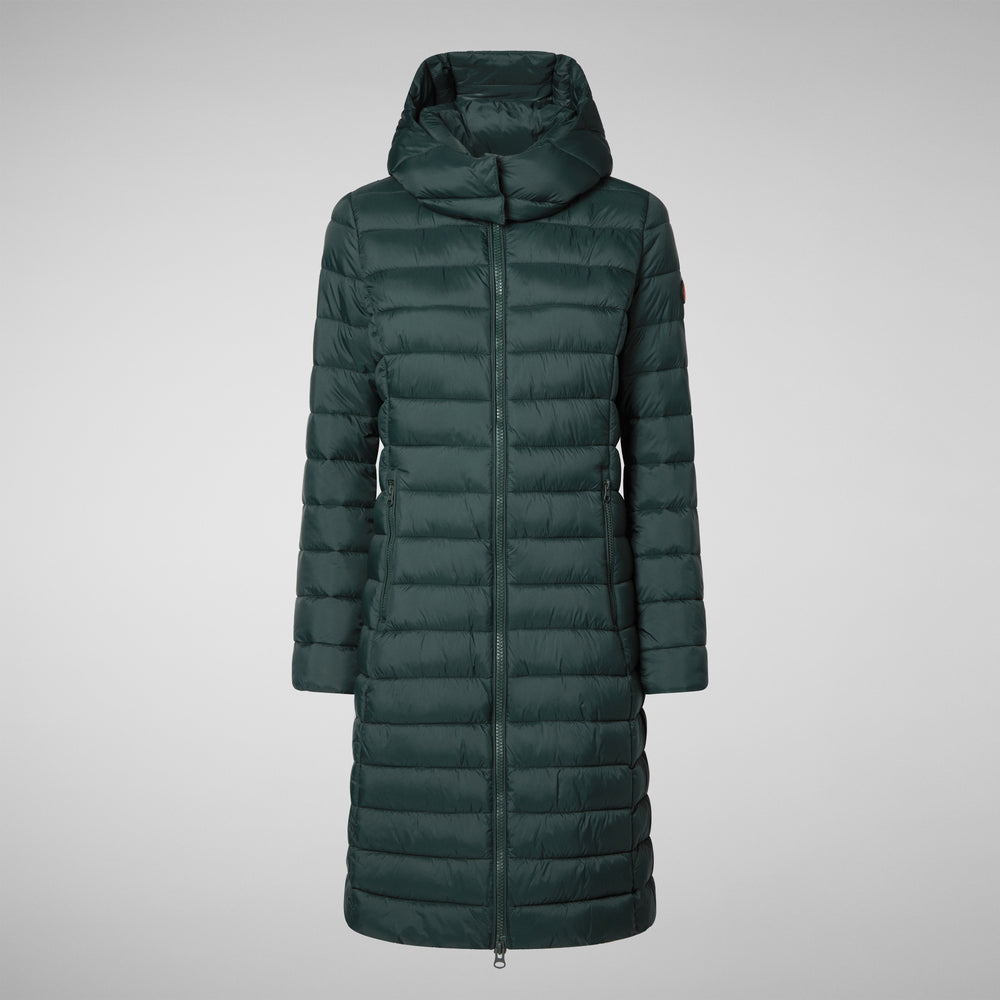 Save the duck PIUMINO ANIMAL FREE CON CAPPUCCIO DONNA EILEEN VERDE NERO Negozio