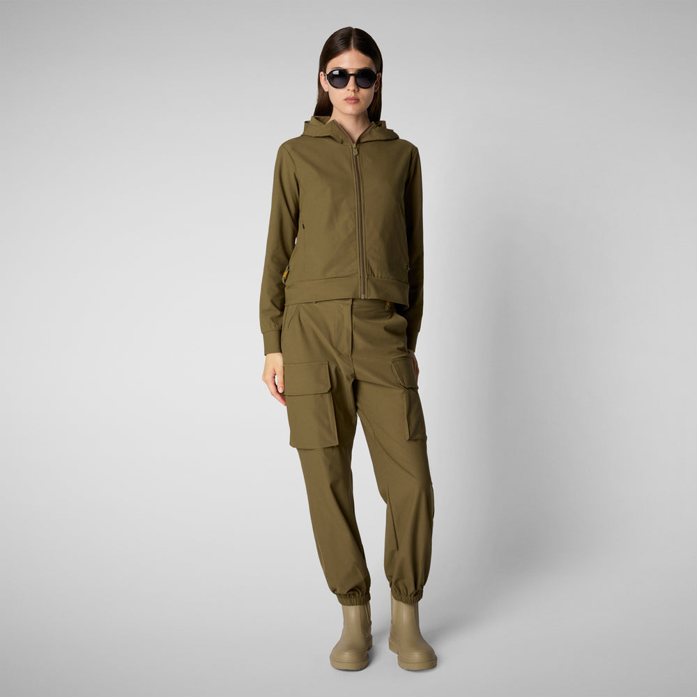Save the duck FELPA CON CAPPUCCIO DONNA PEAR VERDE MUSCHIO 2025