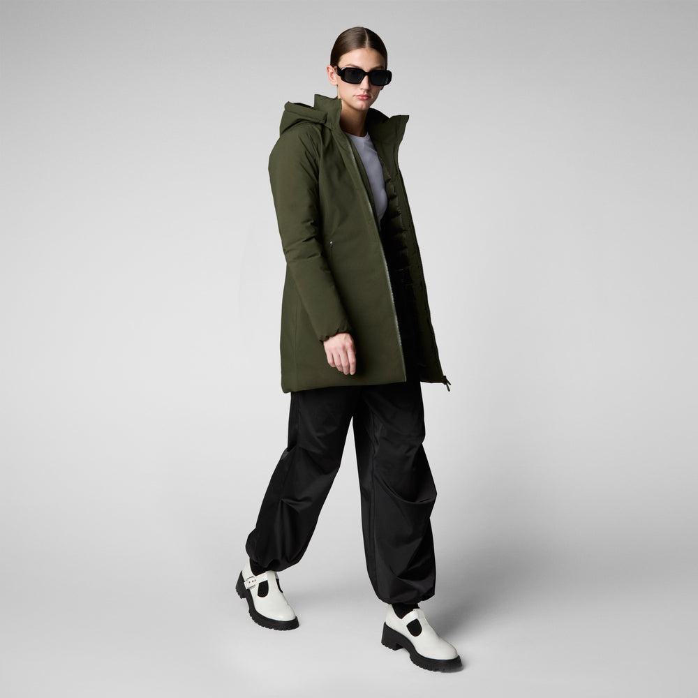 Save the duck PARKA DONNA CON CAPPUCCIO RACHEL VERDE TERRA Nuovo