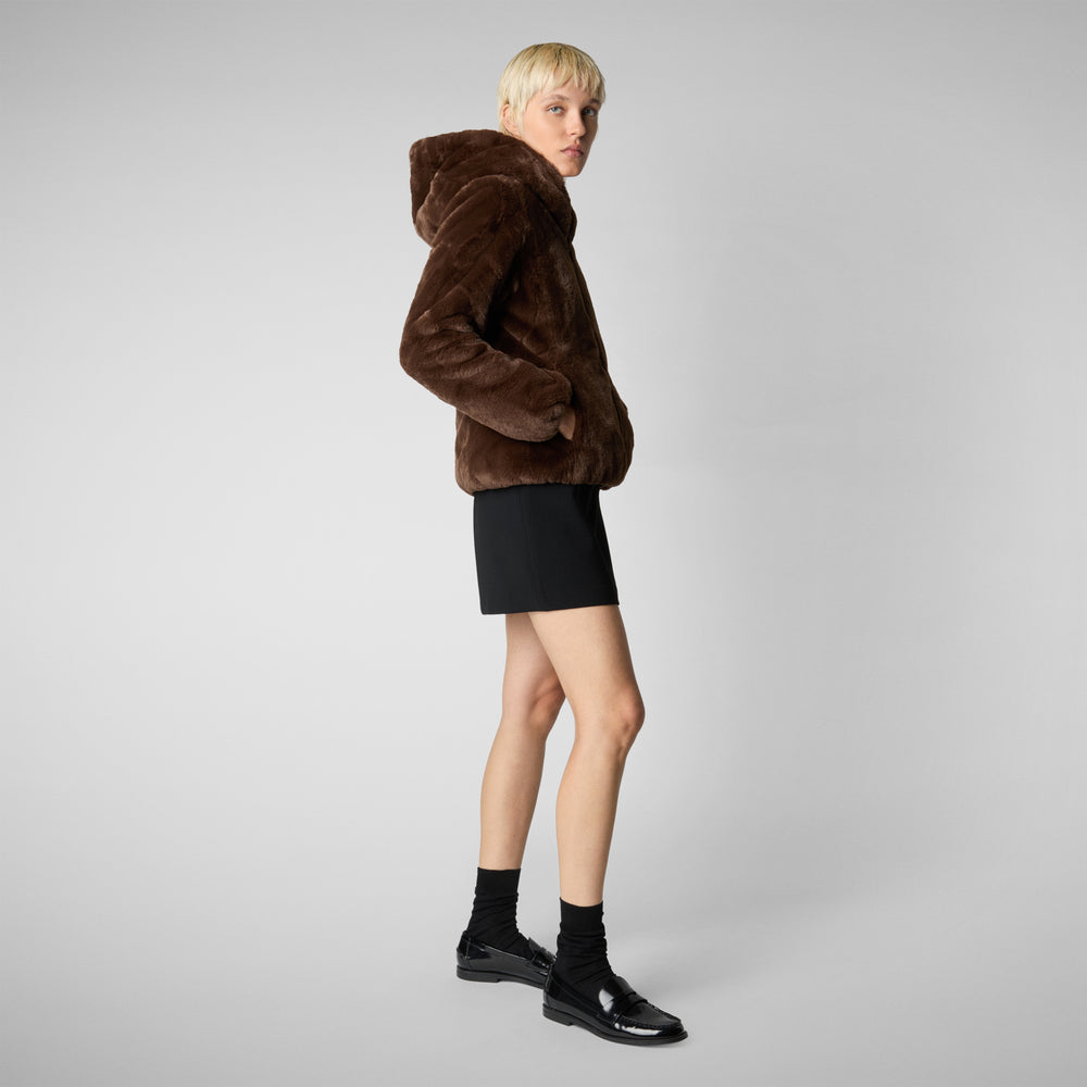 Save the duck GIACCA CON CAPPUCCIO DONNA LAILA MARRONE Fino Al -60%