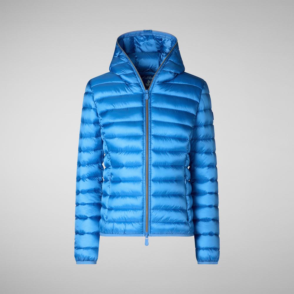 Save the duck PIUMINO ANIMAL FREE CON CAPPUCCIO DONNA ALEXIS BLU CERULEO Sottocosto