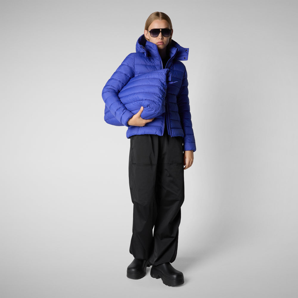 Save the duck PIUMINO ANIMAL FREE CON CAPPUCCIO DONNA AMELIE BLU GENZIANA Sconto