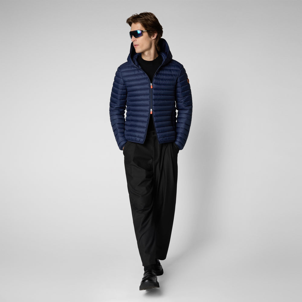 Save the duck Piumino animal free con cappuccio uomo Donald blu navy Outlet
