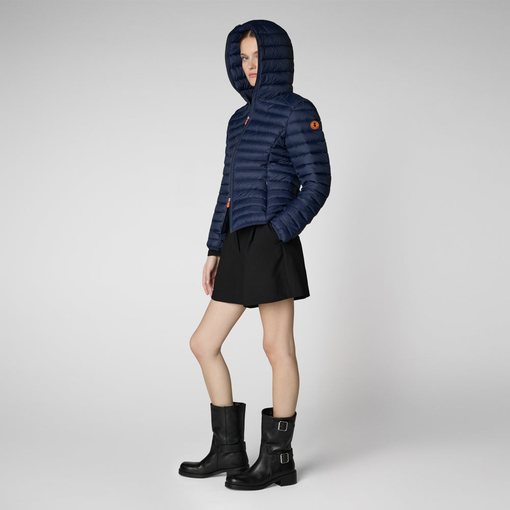 Save the duck Piumino animal free con cappuccio donna Daisy blu navy Soddisfazione Garantita