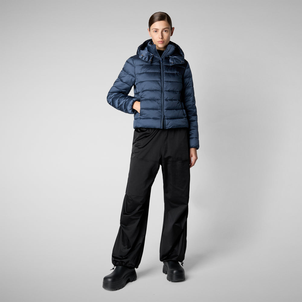 Save the duck PIUMINO ANIMAL FREE CON CAPPUCCIO DONNA LIANA BLU NOTTE