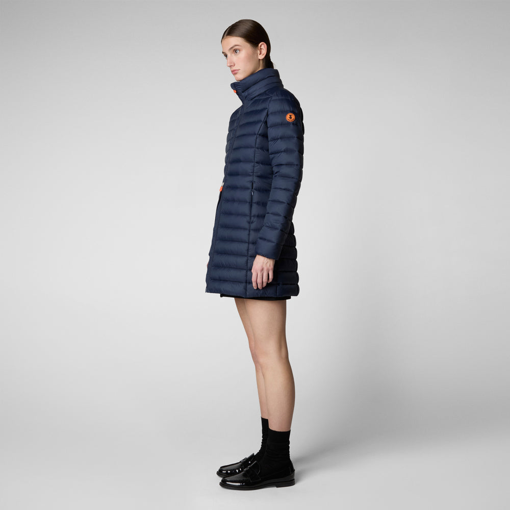 Save the duck PIUMINO ANIMAL FREE CON CAPPUCCIO DONNA CAROL BLU NAVY Consegna Veloce