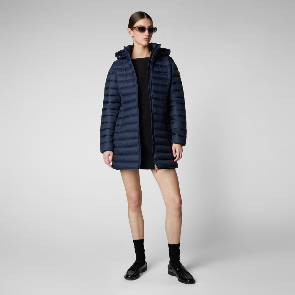 Save the duck PIUMINO ANIMAL FREE CON CAPPUCCIO DONNA CAROL BLU NAVY Consegna Veloce