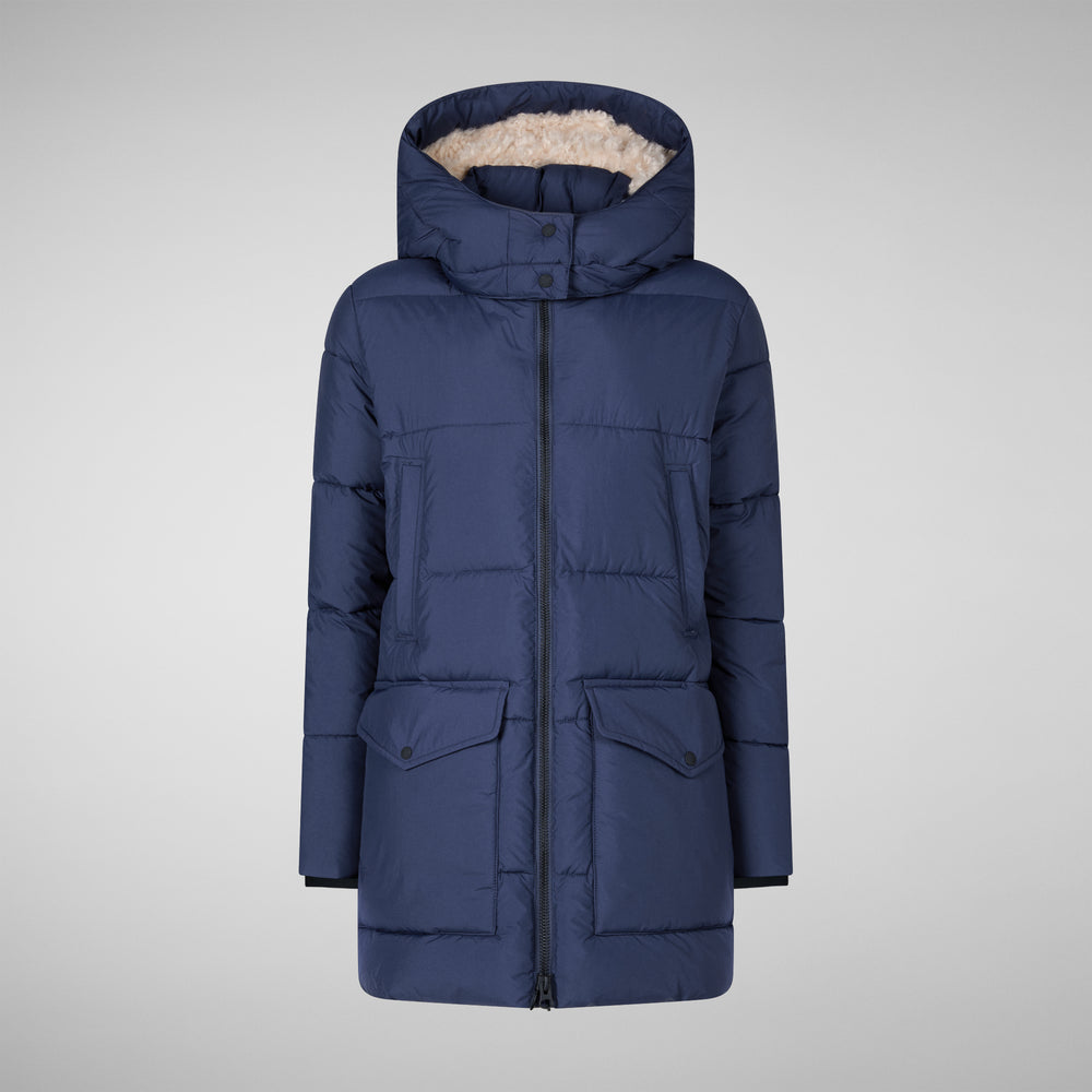Save the duck PIUMINO ANIMAL FREE CON CAPPUCCIO DONNA FARRAH BLU NAVY Fino Al -60%