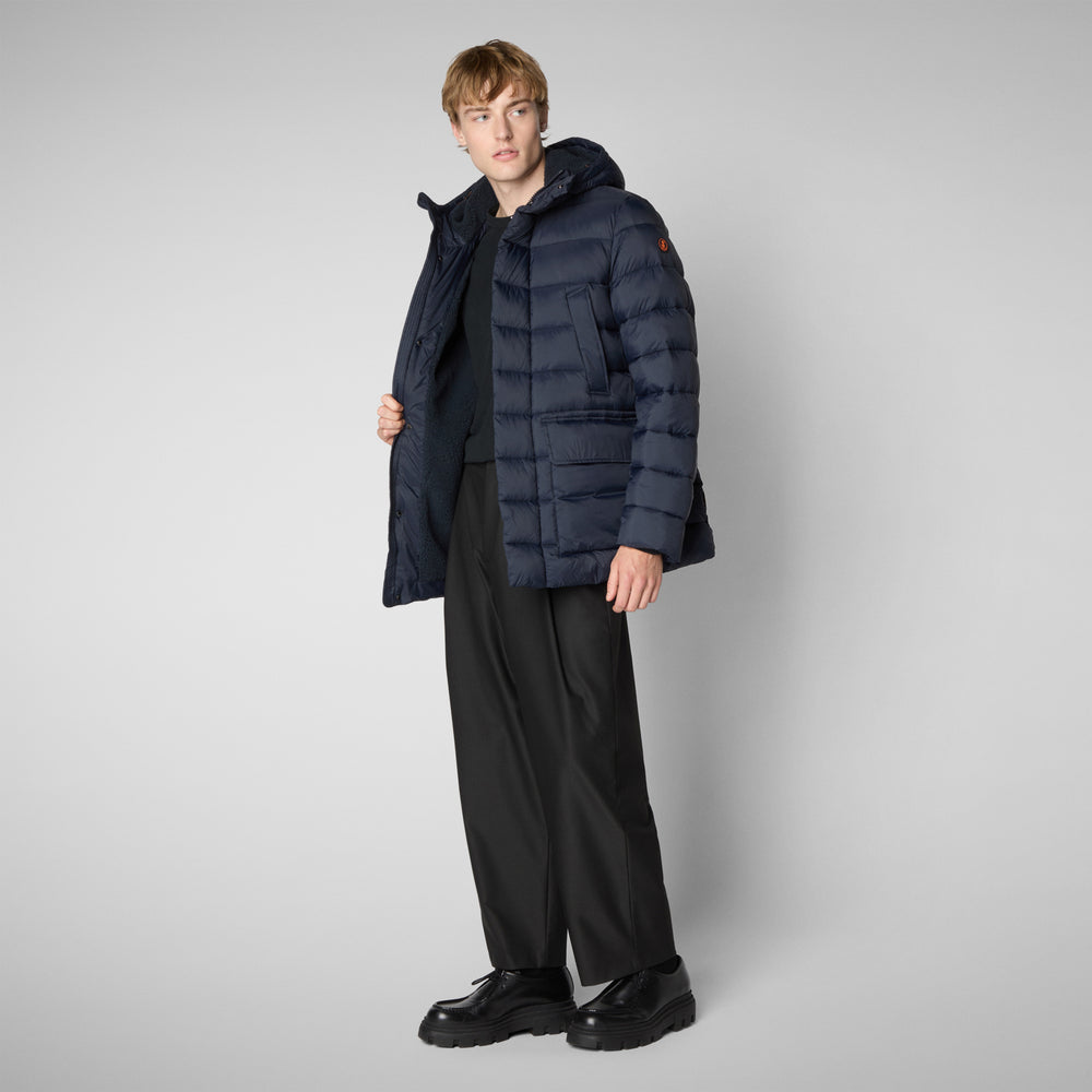 Save the duck PIUMINO ANIMAL FREE CON CAPPUCCIO UOMO LYLE BLU NERO Affare Del Giorno