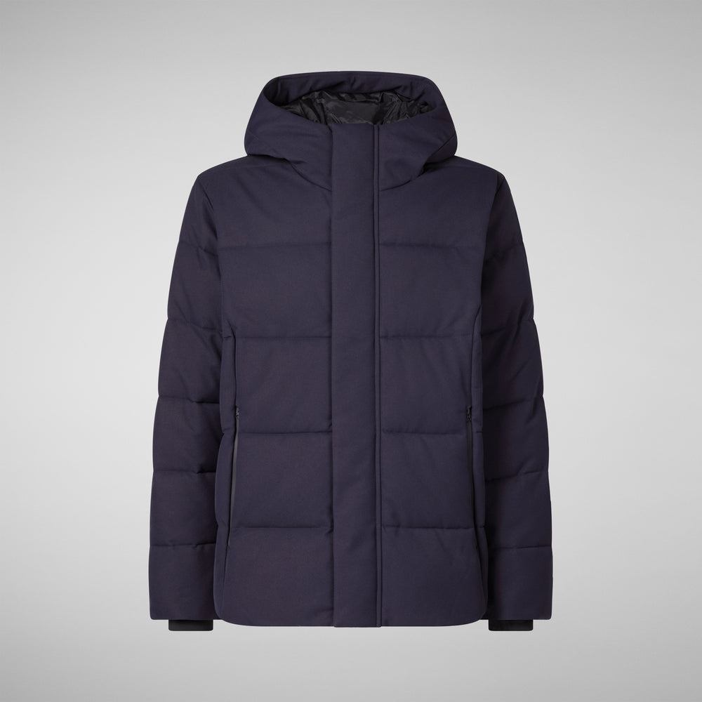 Save the duck PIUMINO ANIMAL FREE CON CAPPUCCIO UOMO FINNIAN BLU NERO Sottocosto