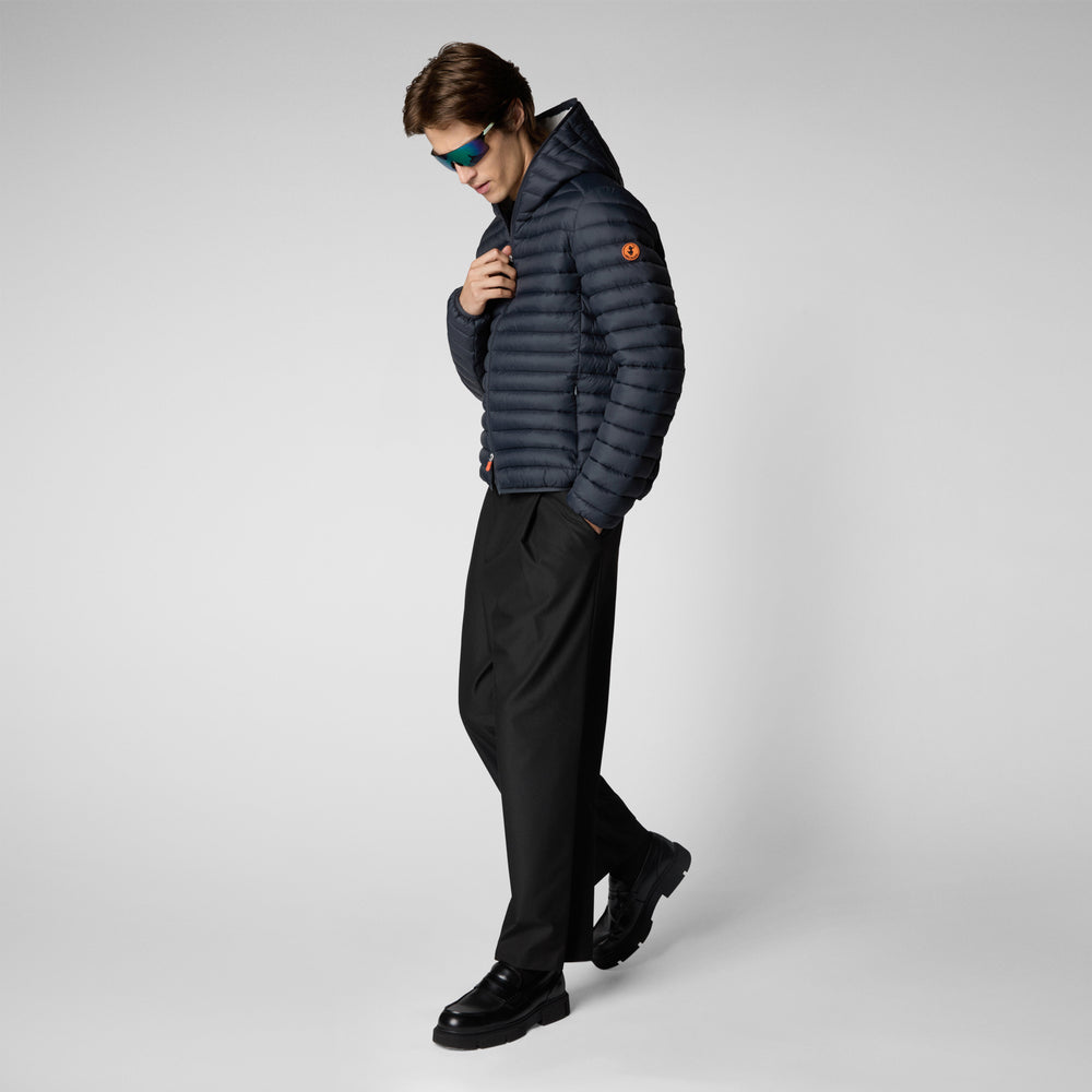 Save the duck PIUMINO ANIMAL FREE CON CAPPUCCIO UOMO DONALD GRIGIO NERO Offerta