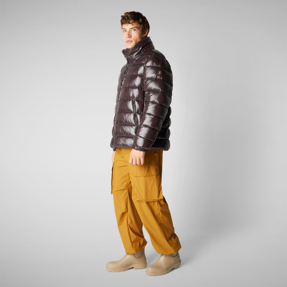 Save the duck PIUMINO ANIMAL FREE CON CAPPUCCIO UOMO FLORIAN MARRONE NERO In Vendita