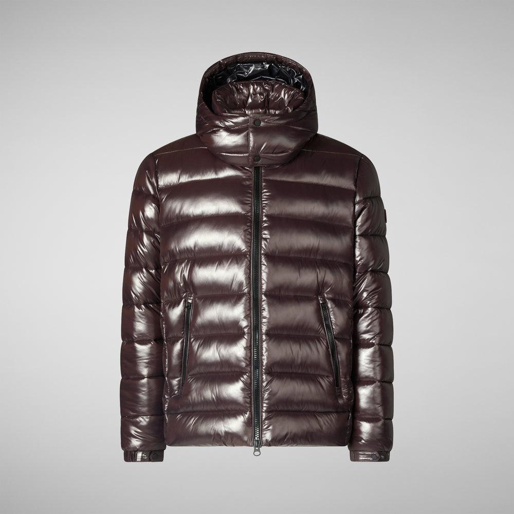 Save the duck PIUMINO ANIMAL FREE CON CAPPUCCIO UOMO FLORIAN MARRONE NERO In Vendita