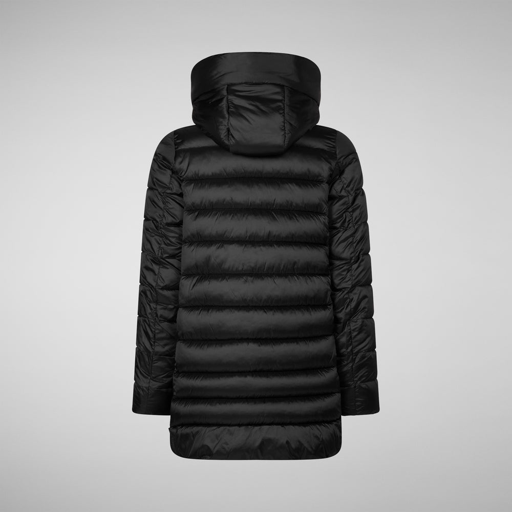 Save the duck PIUMINO ANIMAL FREE CON CAPPUCCIO BAMBINA ORIANA NERO Saldi