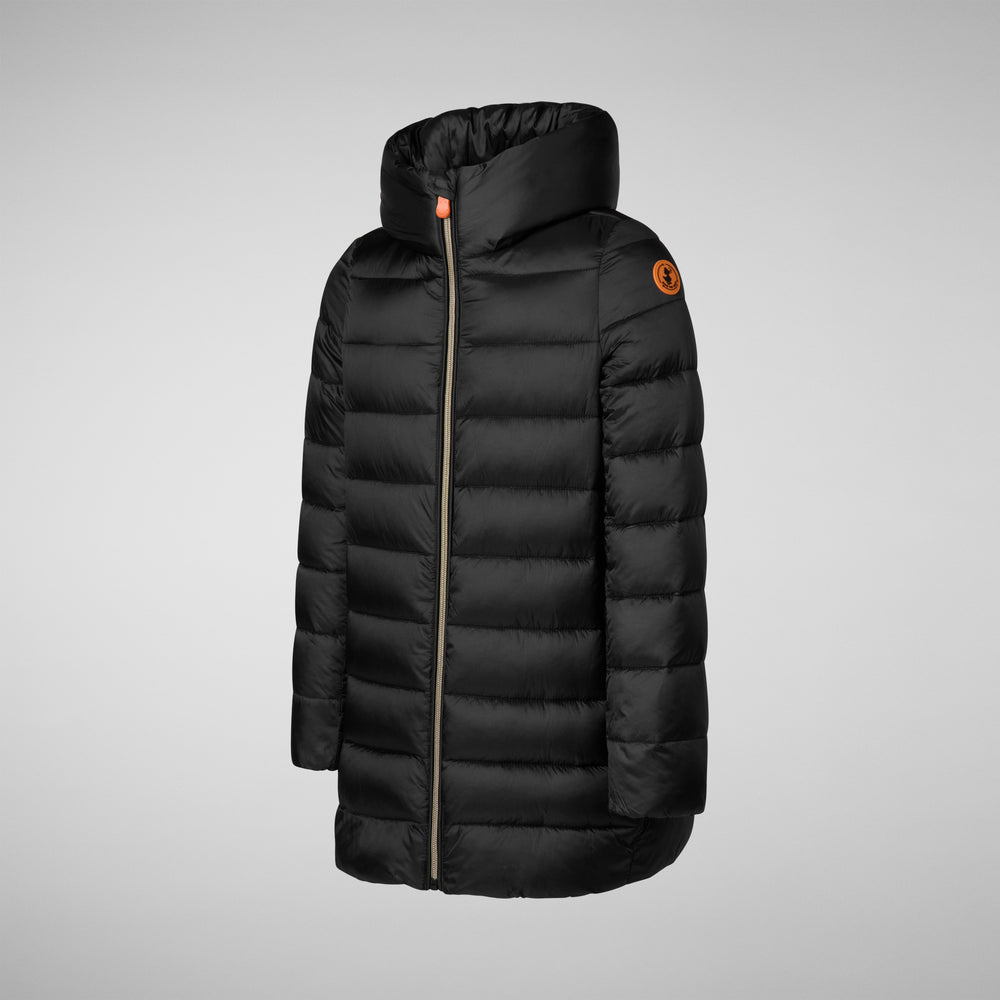 Save the duck PIUMINO ANIMAL FREE CON CAPPUCCIO BAMBINA ORIANA NERO Saldi