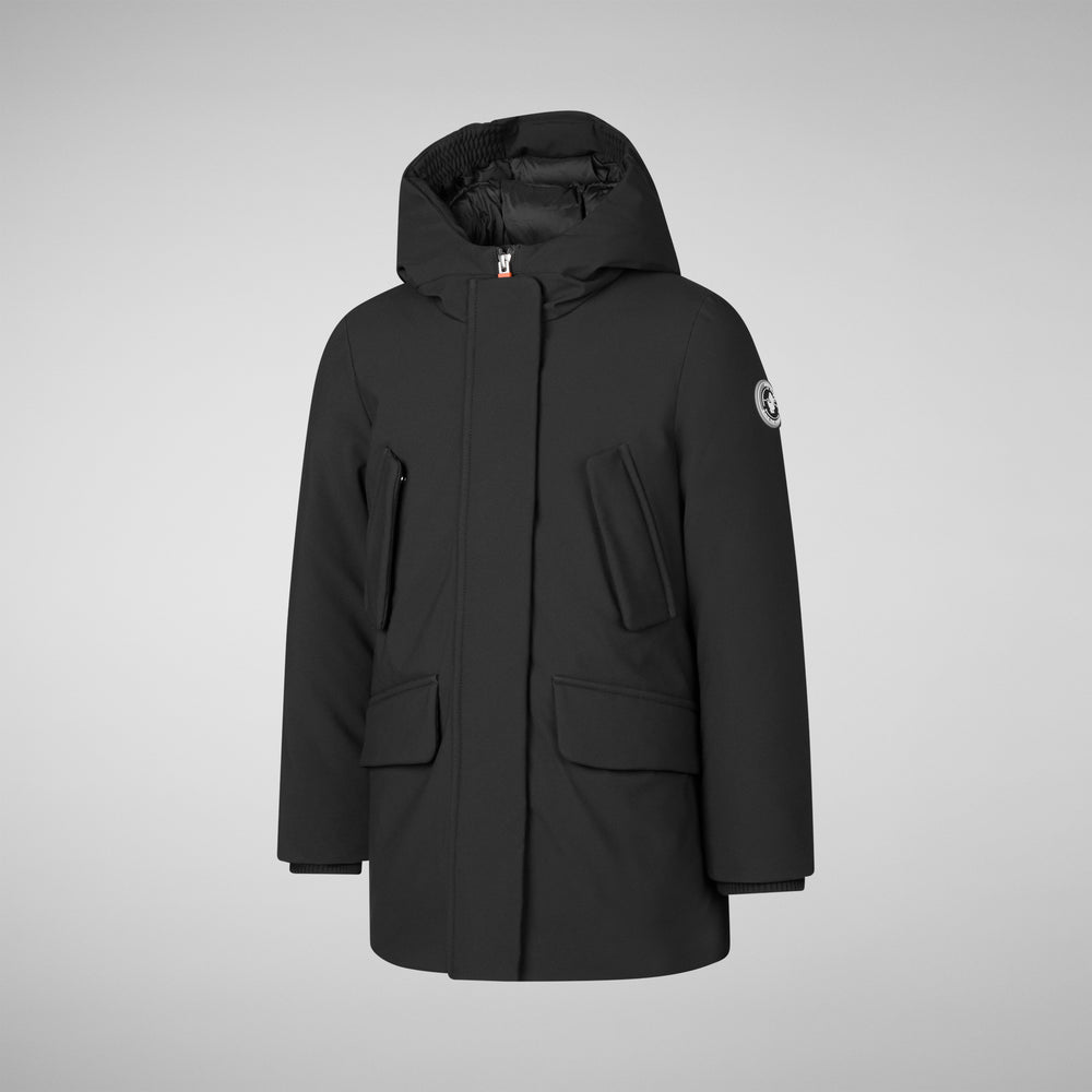 Save the duck PARKA CON CAPPUCCIO BAMBINA ALLY NERO Saldi Di Fabbrica