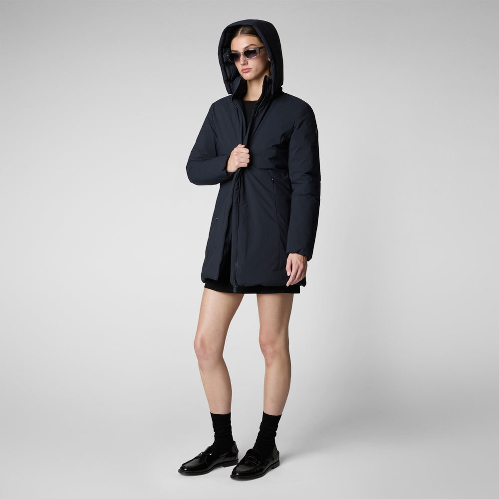 Save the duck PARKA DONNA CON CAPPUCCIO RACHEL BLU NERO In Linea