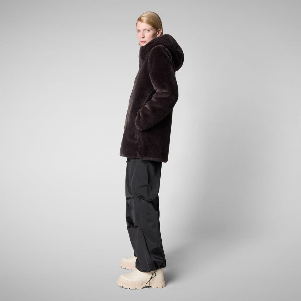 Save the duck GIACCA CON CAPPUCCIO DONNA BRIDGET BROWN NERO Affare Del Giorno