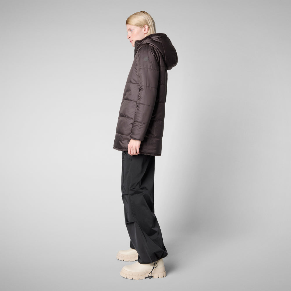 Save the duck GIACCA CON CAPPUCCIO DONNA BRIDGET BROWN NERO Affare Del Giorno