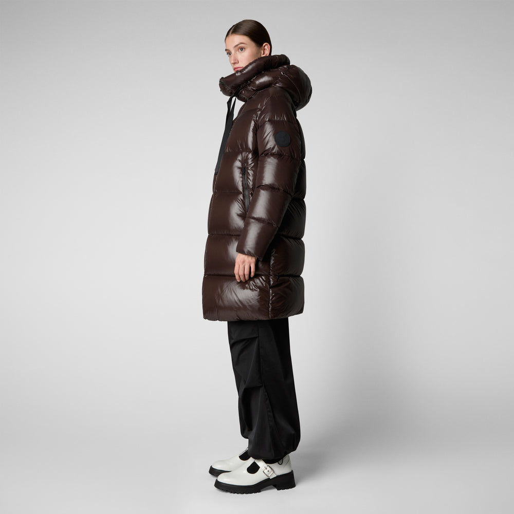 Save the duck PIUMINO ANIMAL FREE CON CAPPUCCIO DONNA ISABEL MARRONE NERO Convenienza