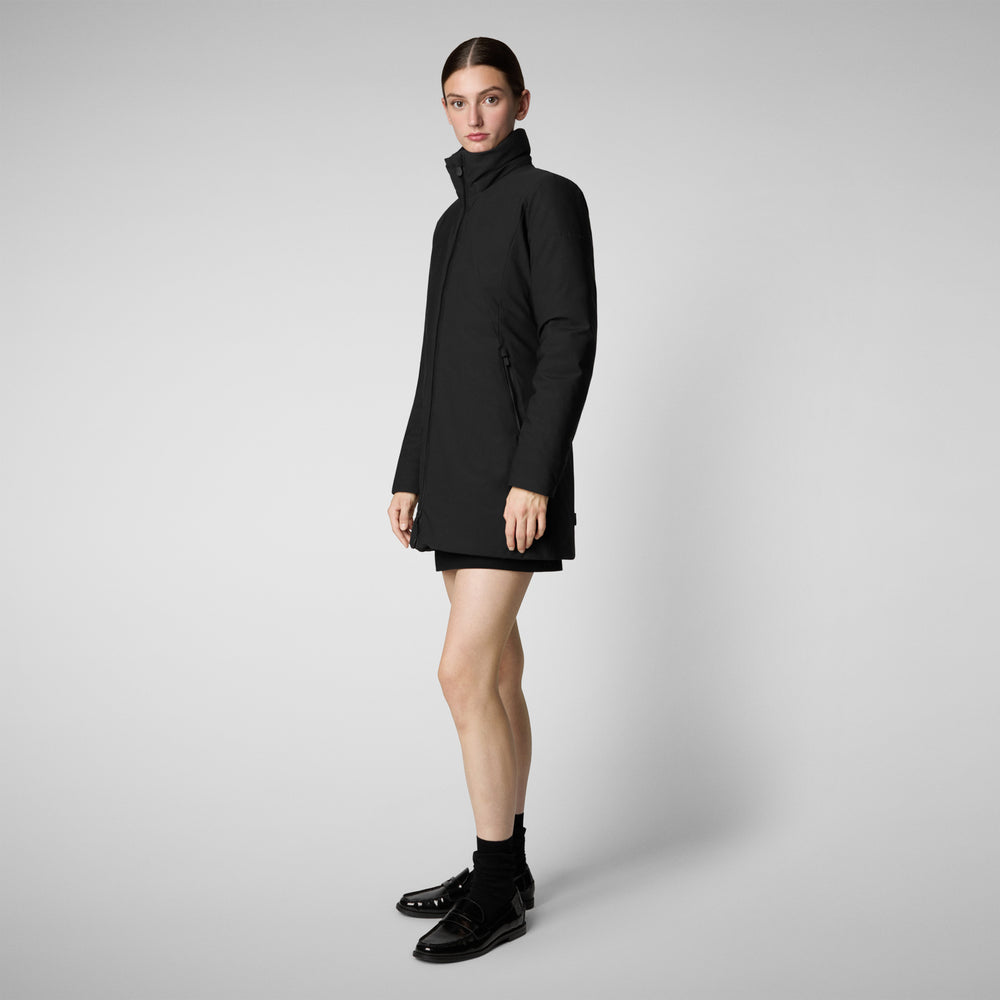 Save the duck giacca DONNA CON CAPPUCCIO LILA NERO In Saldo