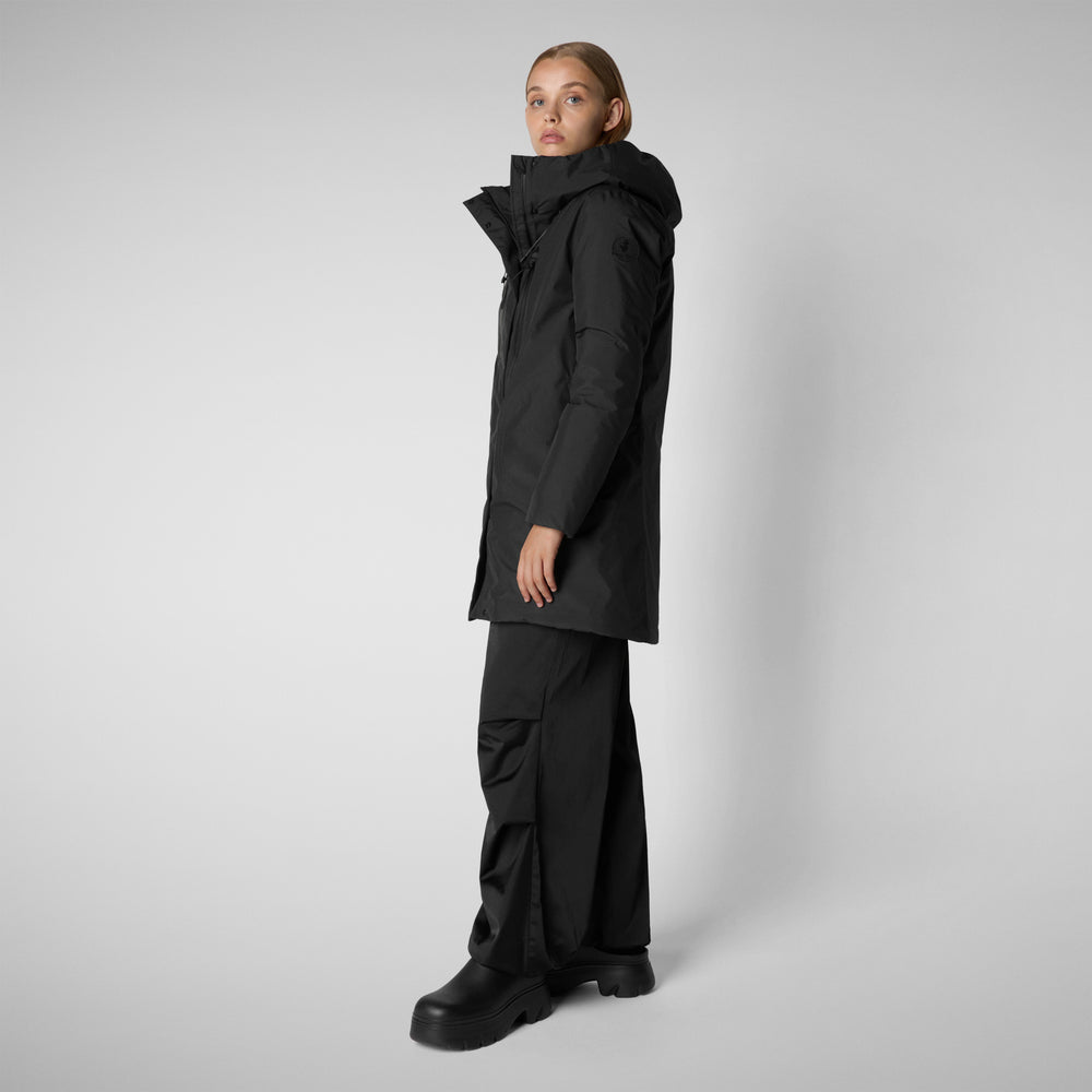 Save the duck PARKA CON CAPPUCCIO DONNA NIKO IN NERO Nuovo