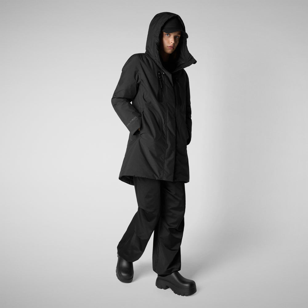 Save the duck PARKA CON CAPPUCCIO DONNA NIKO IN NERO Nuovo