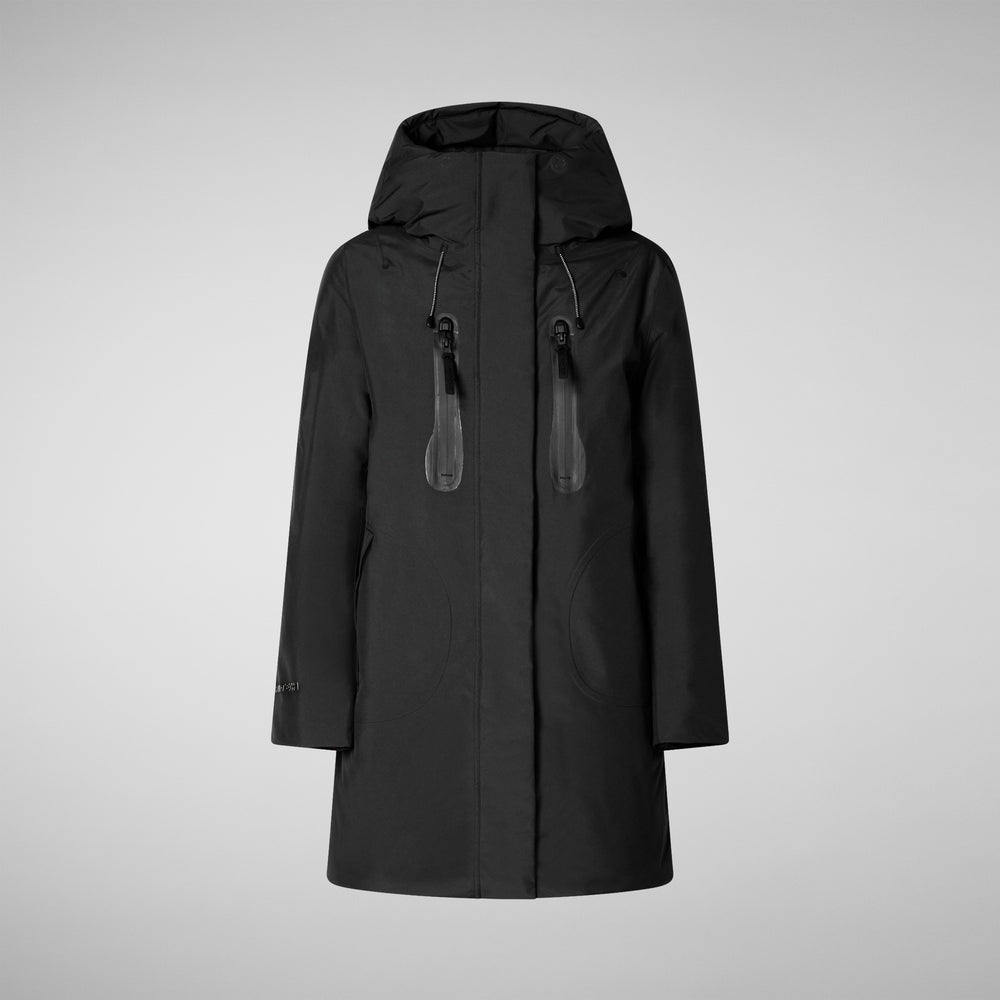 Save the duck PARKA CON CAPPUCCIO DONNA NIKO IN NERO Nuovo