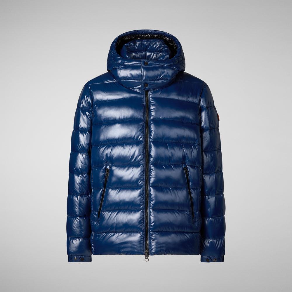 Save the duck PIUMINO ANIMAL FREE CON CAPPUCCIO UOMO FLORIAN BLU INCHIOSTRO Sconto
