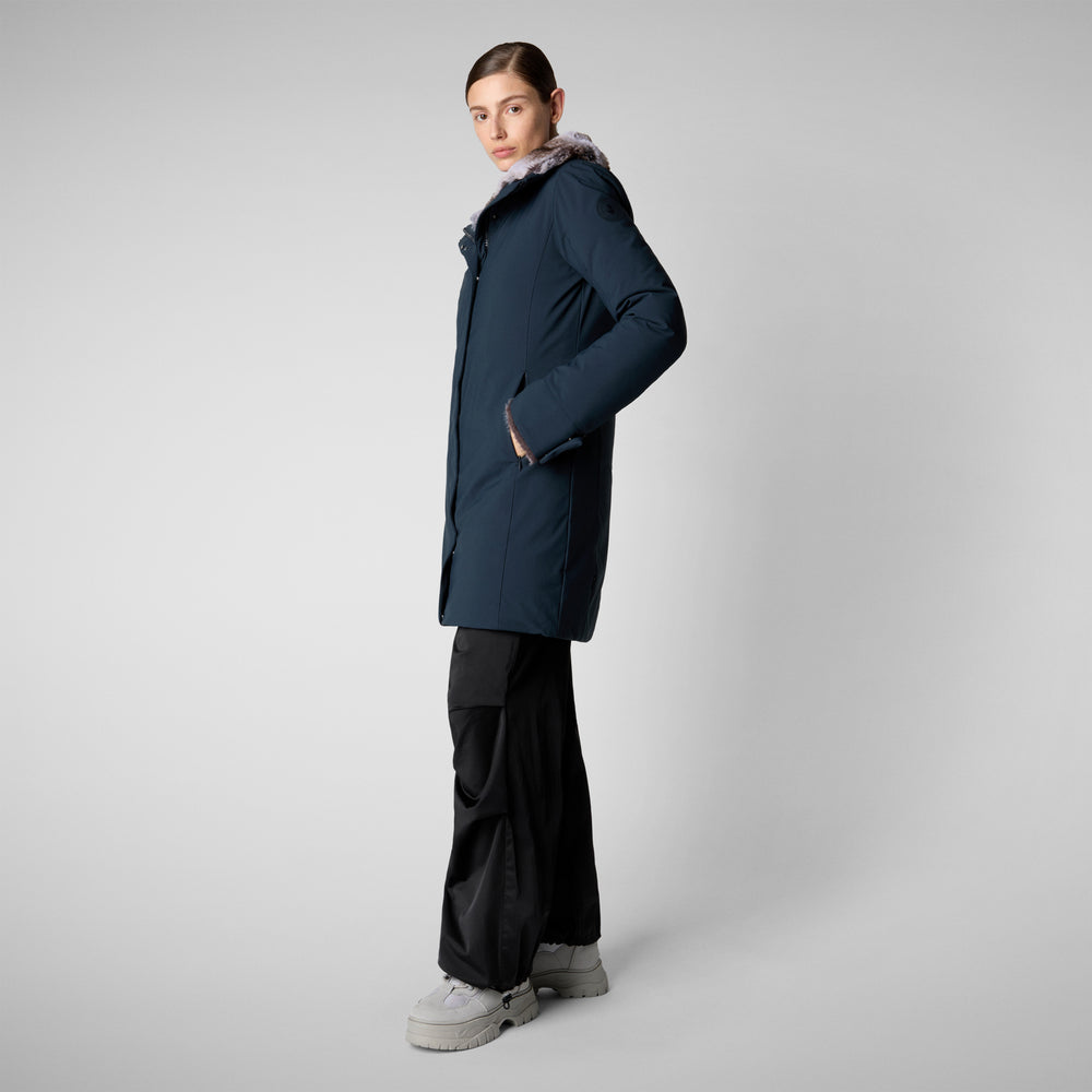 Save the duck PARKA DONNA CON CAPPUCCIO SAMANTAH BLU NERO Saldi