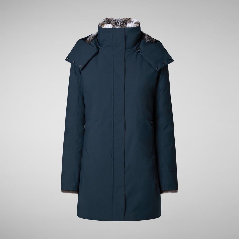 Save the duck PARKA DONNA CON CAPPUCCIO SAMANTAH BLU NERO Saldi