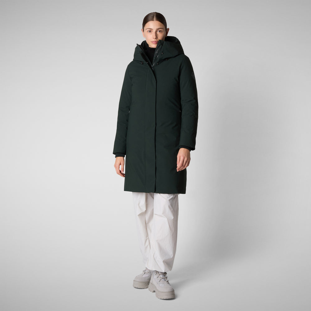 Save the duck PARKA DONNA CON CAPPUCCIO SIENNA VERDE NERO Nuova