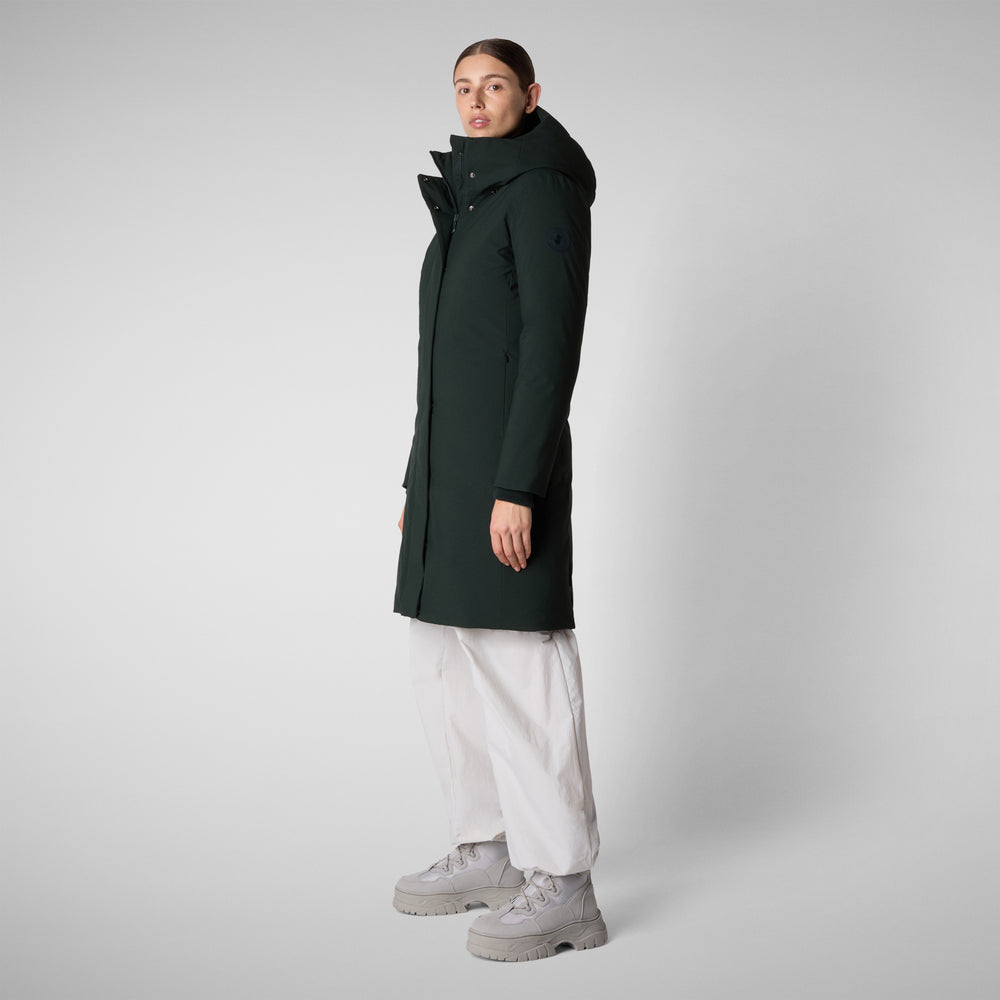 Save the duck PARKA DONNA CON CAPPUCCIO SIENNA VERDE NERO Nuova