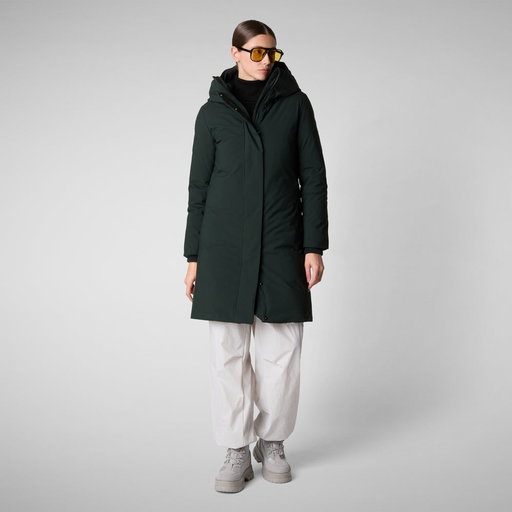 Save the duck PARKA DONNA CON CAPPUCCIO SIENNA VERDE NERO Nuova