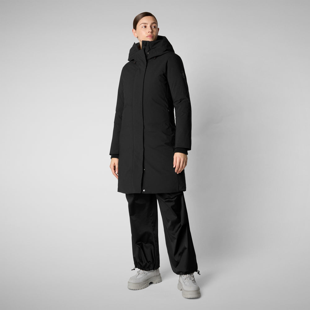 Save the duck PARKA DONNA CON CAPPUCCIO SIENNA NERO Spedizione gratuita