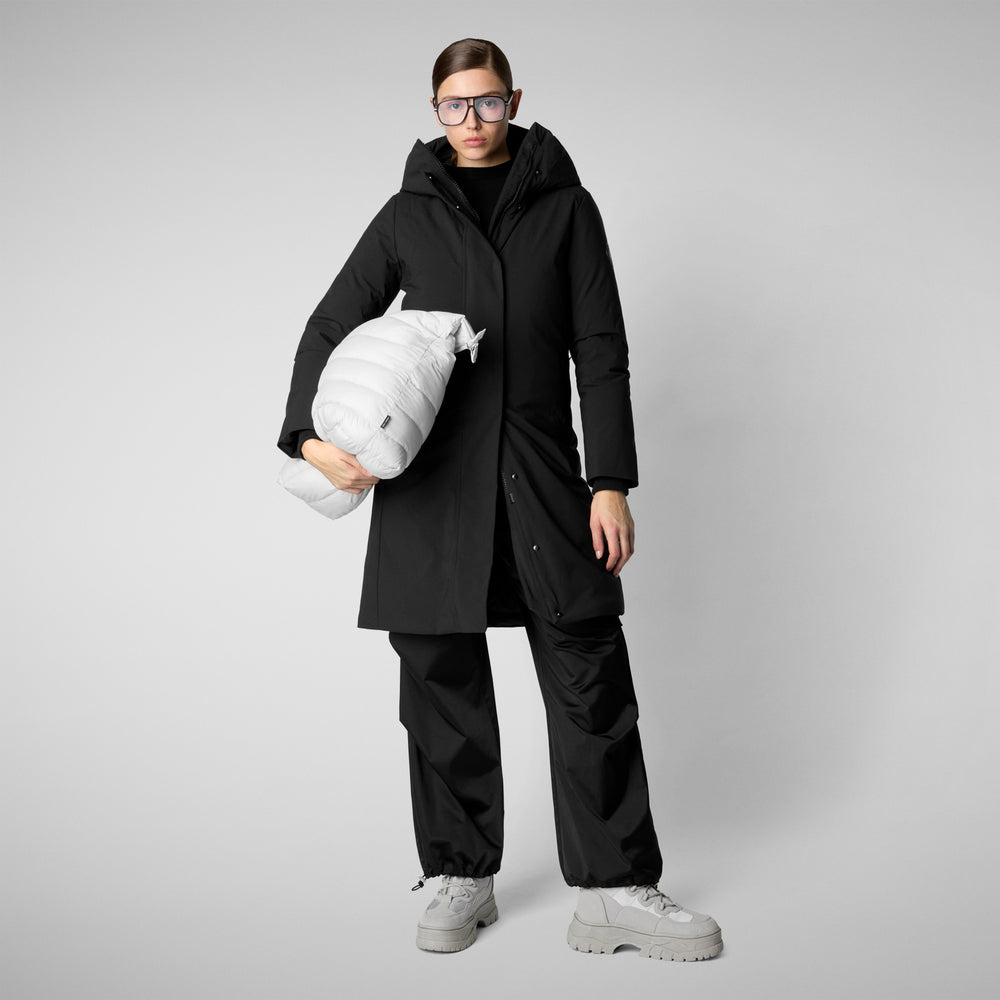 Save the duck PARKA DONNA CON CAPPUCCIO SIENNA NERO Spedizione gratuita