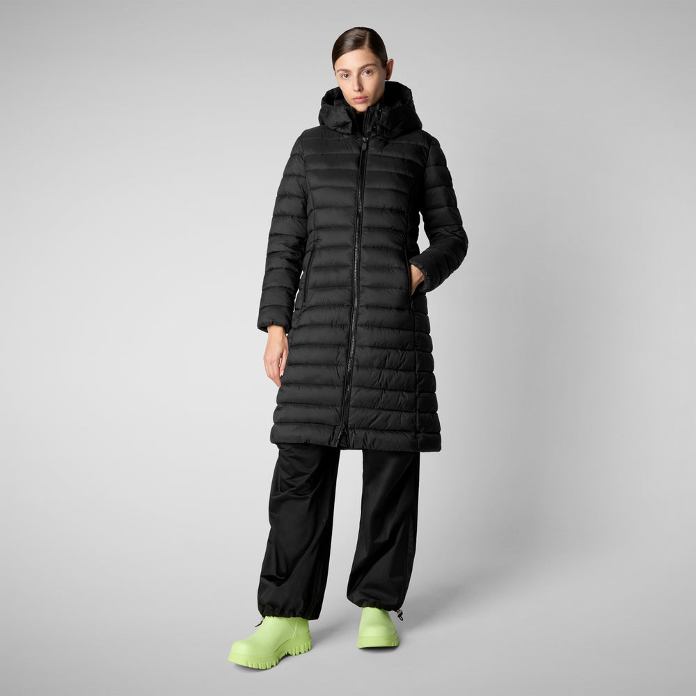 Save the duck PIUMINO ANIMAL FREE CON CAPPUCCIO DONNA EILEEN NERO Prezzo di fabbrica