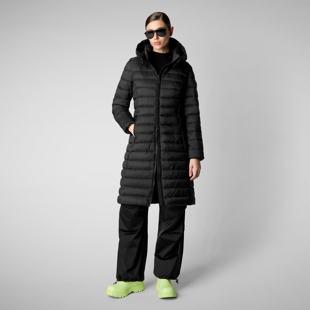 Save the duck PIUMINO ANIMAL FREE CON CAPPUCCIO DONNA EILEEN NERO Prezzo di fabbrica