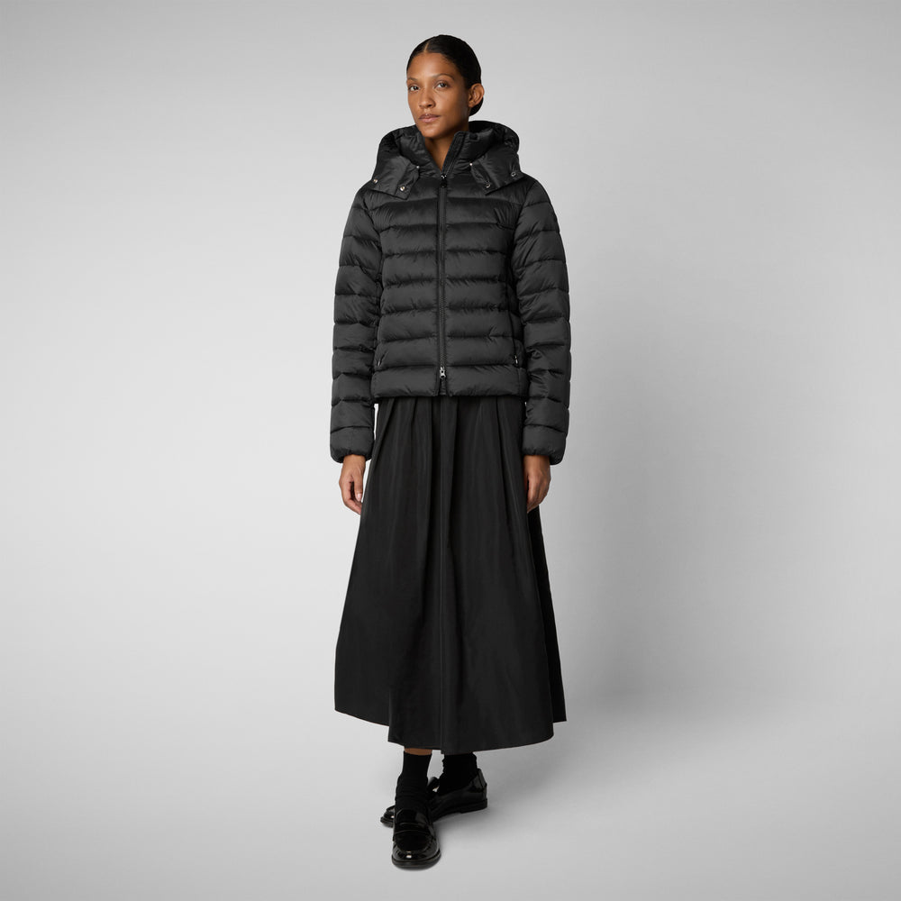 Save the duck PIUMINO ANIMAL FREE CON CAPPUCCIO DONNA ERI NERO Offerta speciale